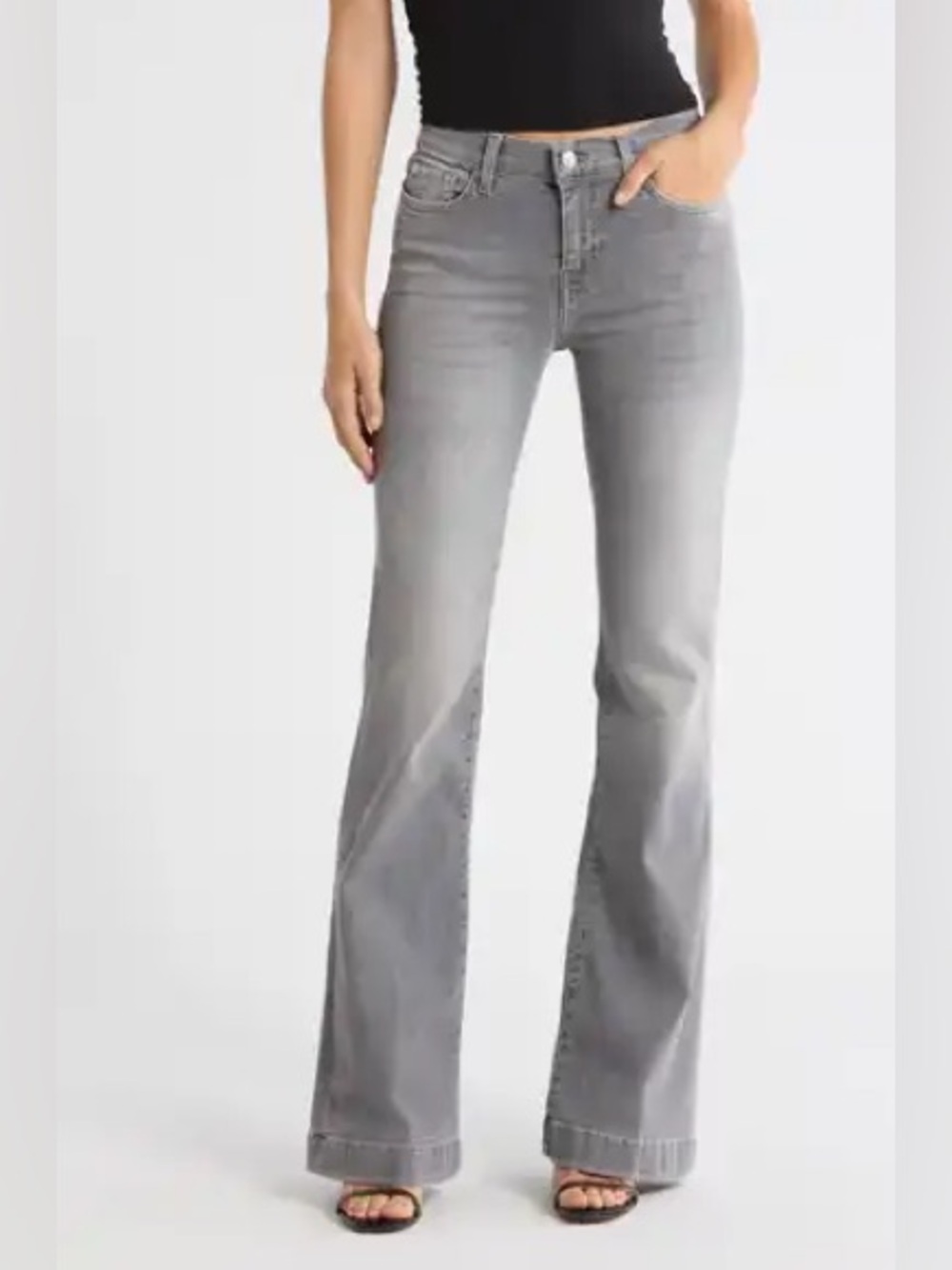 7 For All Mankind Gray Flare Jeans